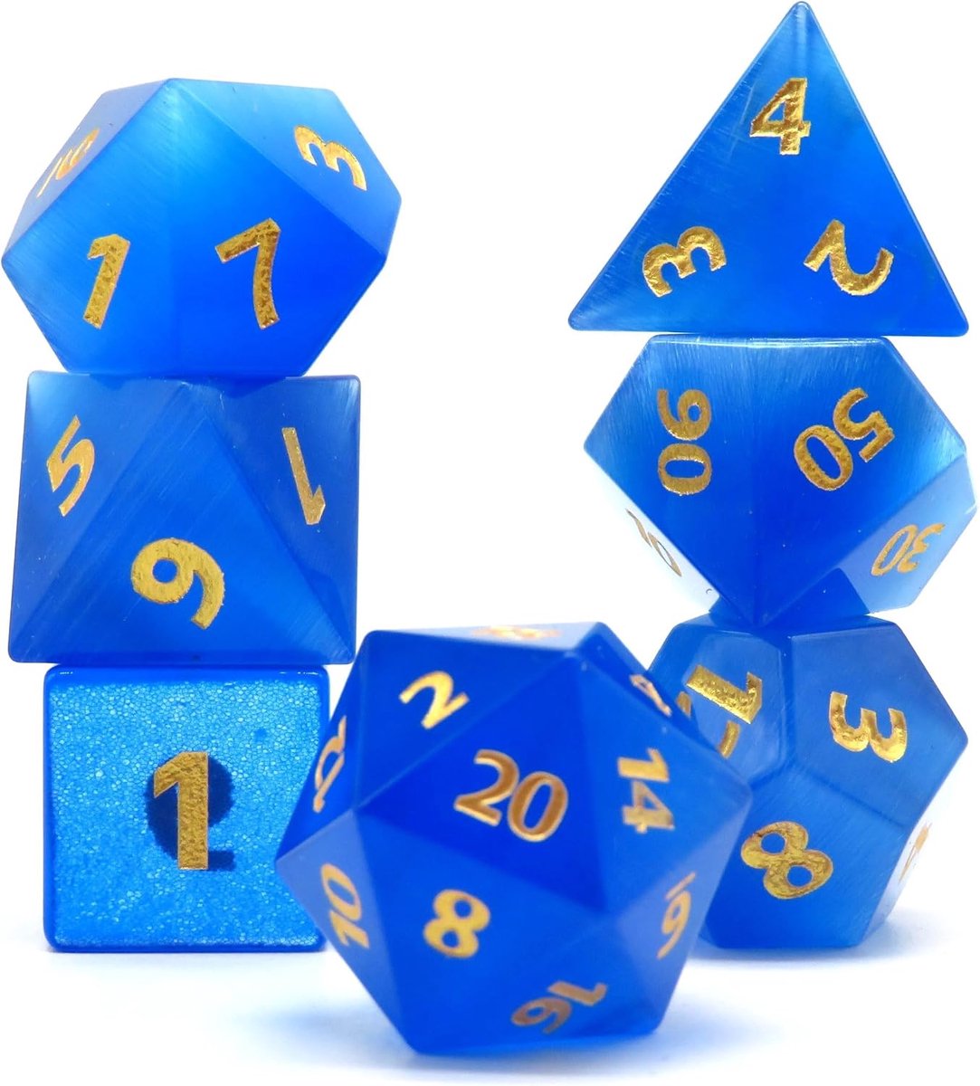 Cat's Eye Gemstone Polyset Dice - Dungeons and Dragons - Polyhedral & RPG Dice - D&D Dice - ShopVlot