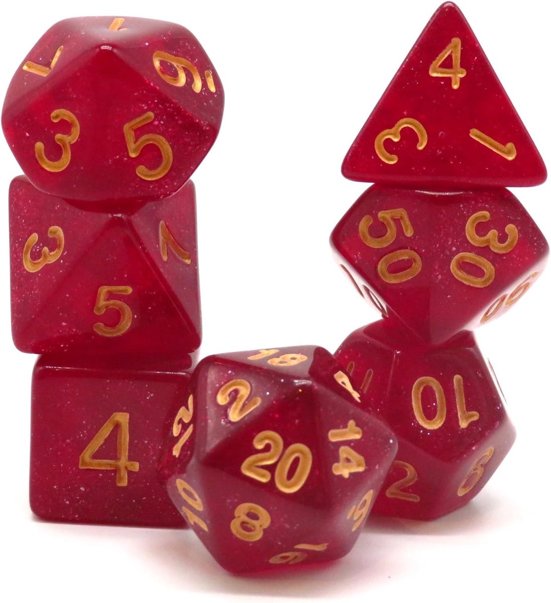 Sparkling Rubies Polyset Dice - Dungeons and Dragons - Polyhedral & RPG Dice - D&D Dice - ShopVlot