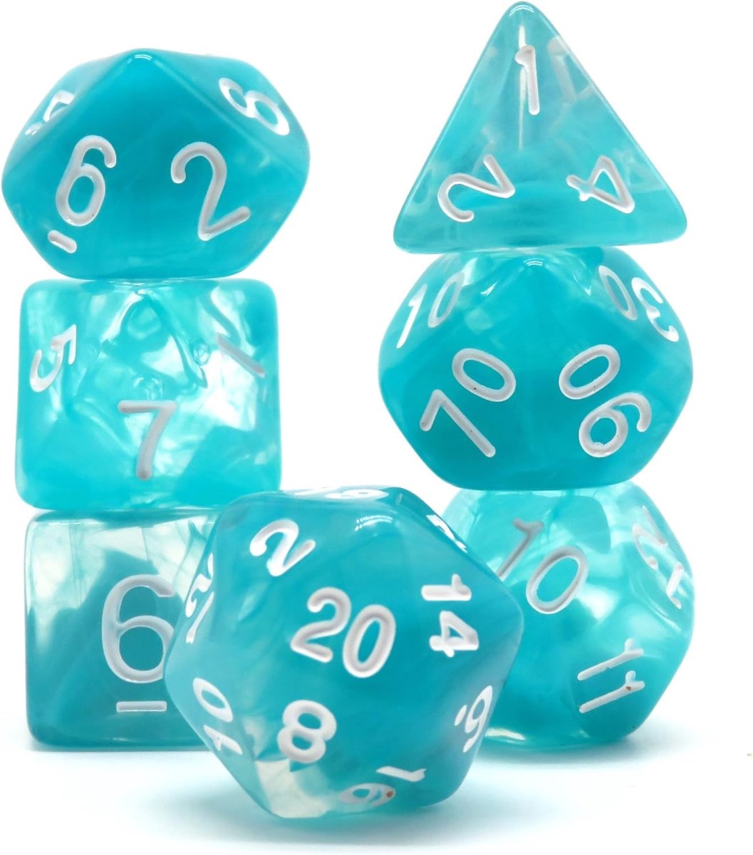 Lake Waves Polyset Dice - Dungeons and Dragons - Polyhedral & RPG Dice - D&D Dice - ShopVlot