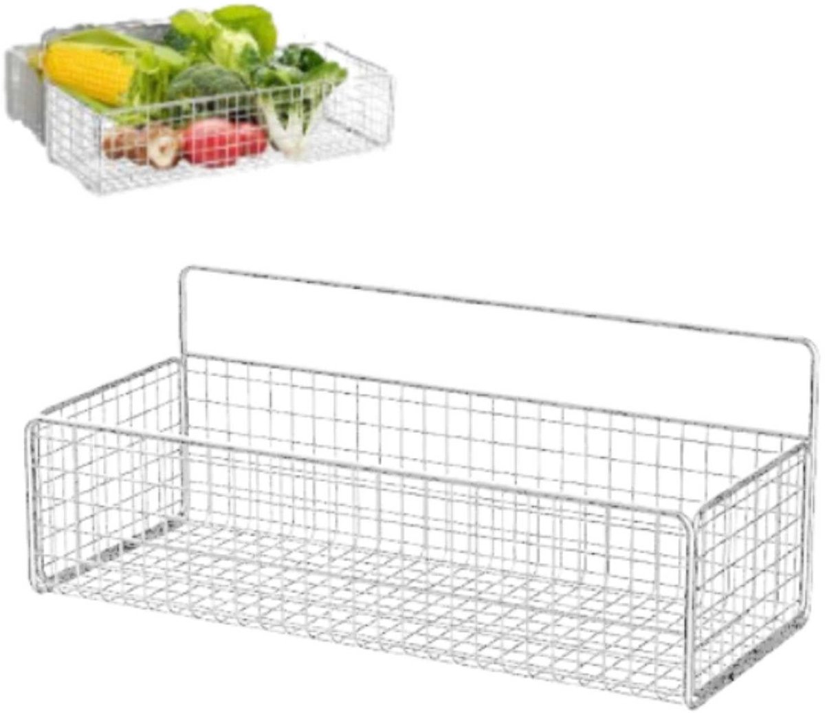 Solidchoice - Hangende Muurmand voor Keuken en Thuis - Draad Opslagmand in Wit