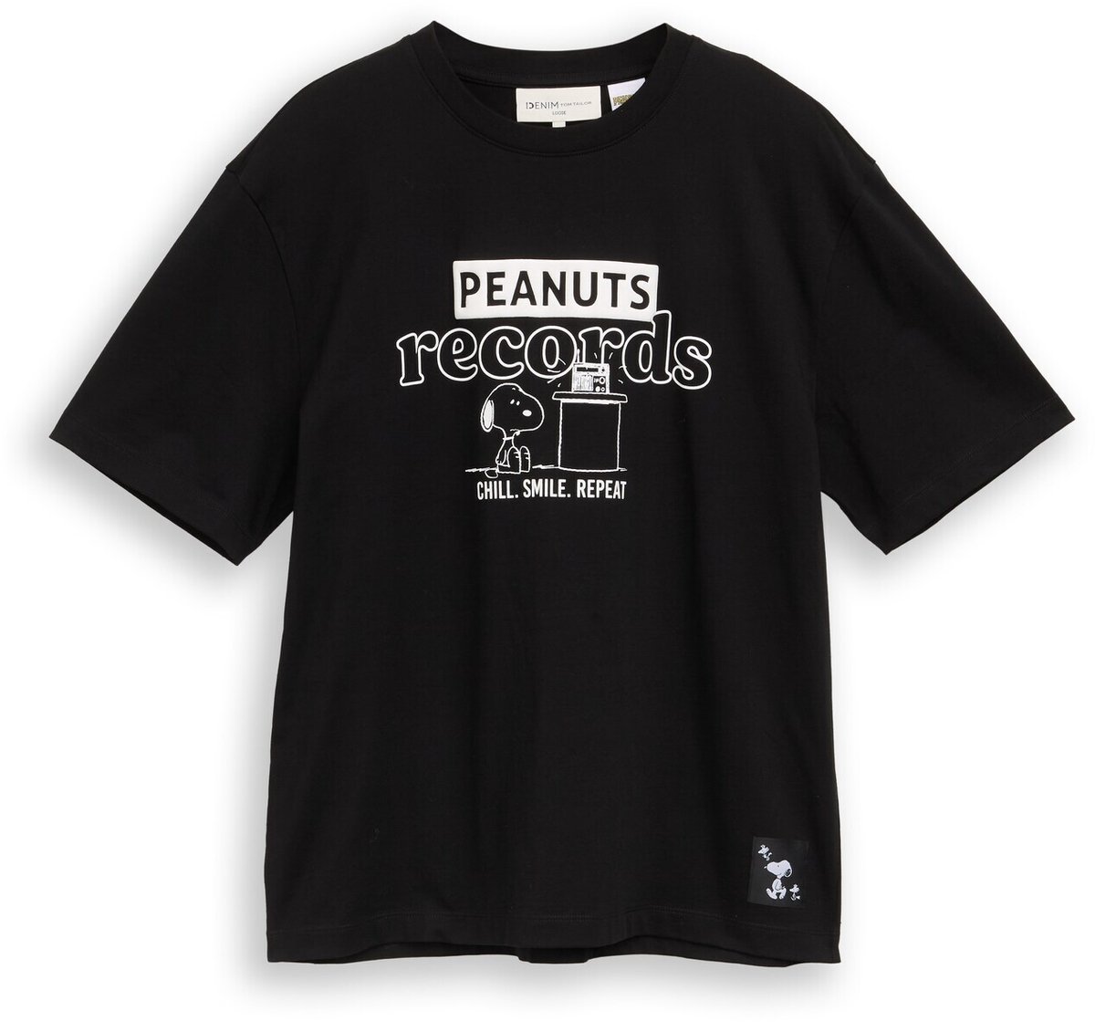 Tom Tailor Denim - T-shirt met relaxte pasvorm en Snoopy-print - Maat XS - Black