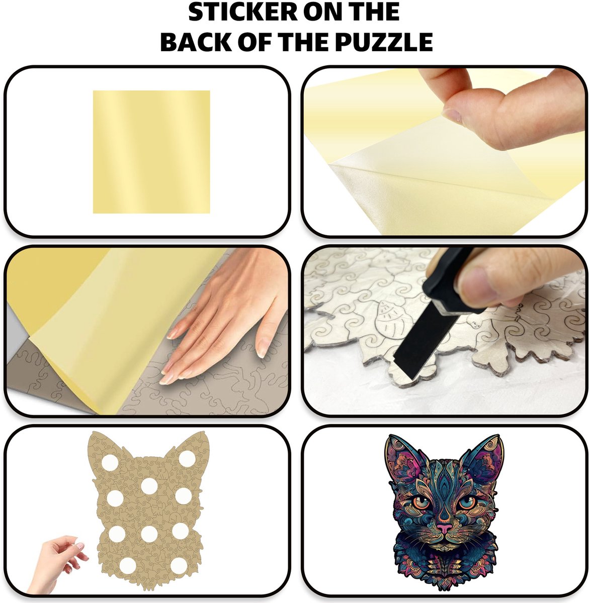 Casalora Houten Puzzel voor Volwassenen 174 Stukjes – Kattenkop – Unieke Vorm Puzzel — cadeau in Spellen & Speelgoed - foto 7