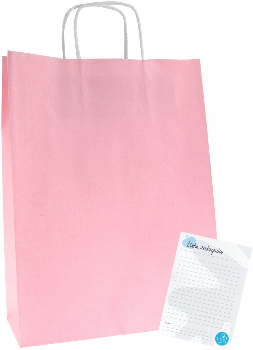 Roze papieren boodschappentassen A4, 50 stuks, 24x10x32 cm