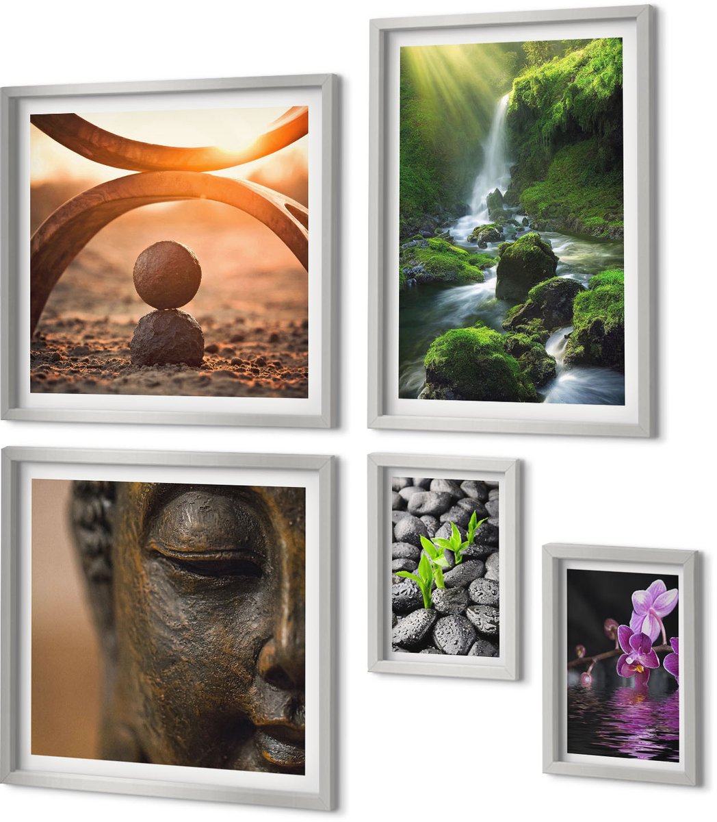 Coloray 5-Delige Schilderij Set - Uitzichten Op Kuststeden En Hun Architectuur - 20 x 30 cm - Muurdecoratie - Schilderijen Set - Woonkamer - Stijlvolle Muurdecoratie