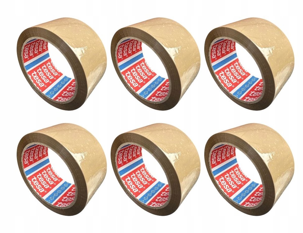 Tesa 4263 Bruine Pakkingstape 48mm x 66m - Oploslijm (6 stuks)