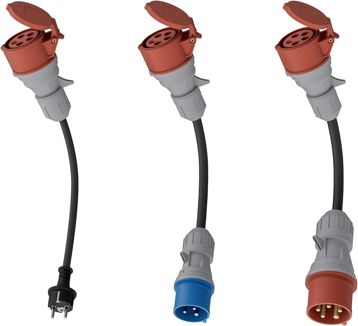 dé Adapter set CEE 16A 5-pole for 11kW Mobile Wallbox/charging station to CEE Red 32A/CEE Blue 16A/230V Household - ShopVlot