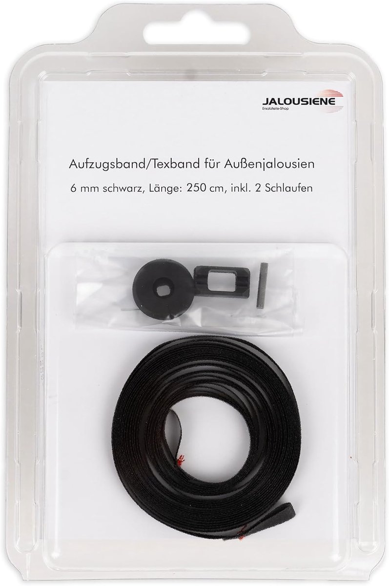 Jealousy Warema repair kit including texband, end rubber and text tape holder (black 250 cm) - ShopVlot