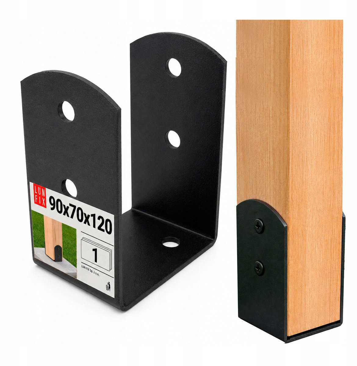 LUN FIX - U-paaldrager - 100x60x70x2,5 mm - zwart verzinkt staal - 1stk