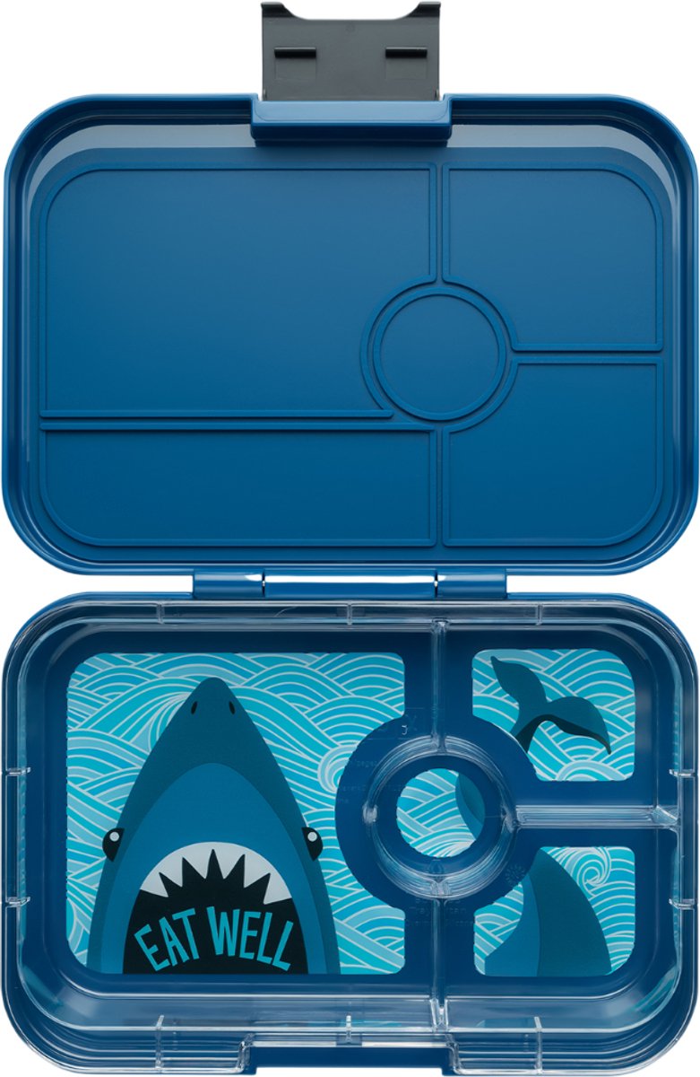 Yumbox Tapas XL - lekvrije Bento box lunchbox - 4 vakken - Monte Carlo Blauw / Haai tray