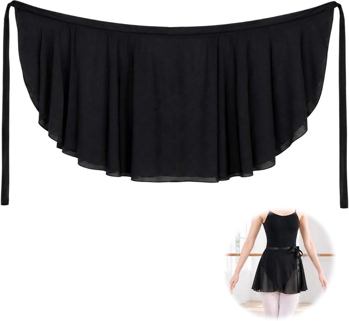 Jupette Danse Classique Femme Jupe Portefeuille De Ballet En Mousseline Légère avec Taille Ajustable à Nouer,Jupe - ShopVlot