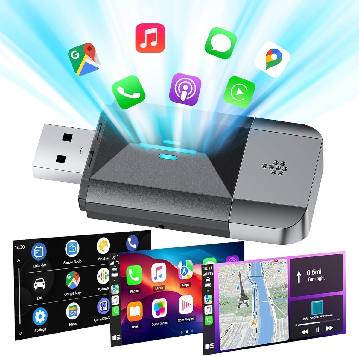 Draadloze CarPlay-adapter - 2-in-1 USB-C/A - stabiele verbinding - eenvoudig te gebruiken - ShopVlot