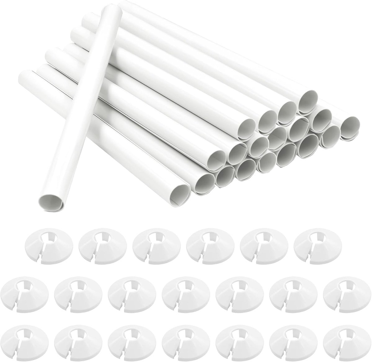 20PCS Radiator Tube Covers and Tube Collars White 200mm x 15mm Tube Snap On PVC Plastic Radiator Caps 15mm Tube Covers - ShopVlot