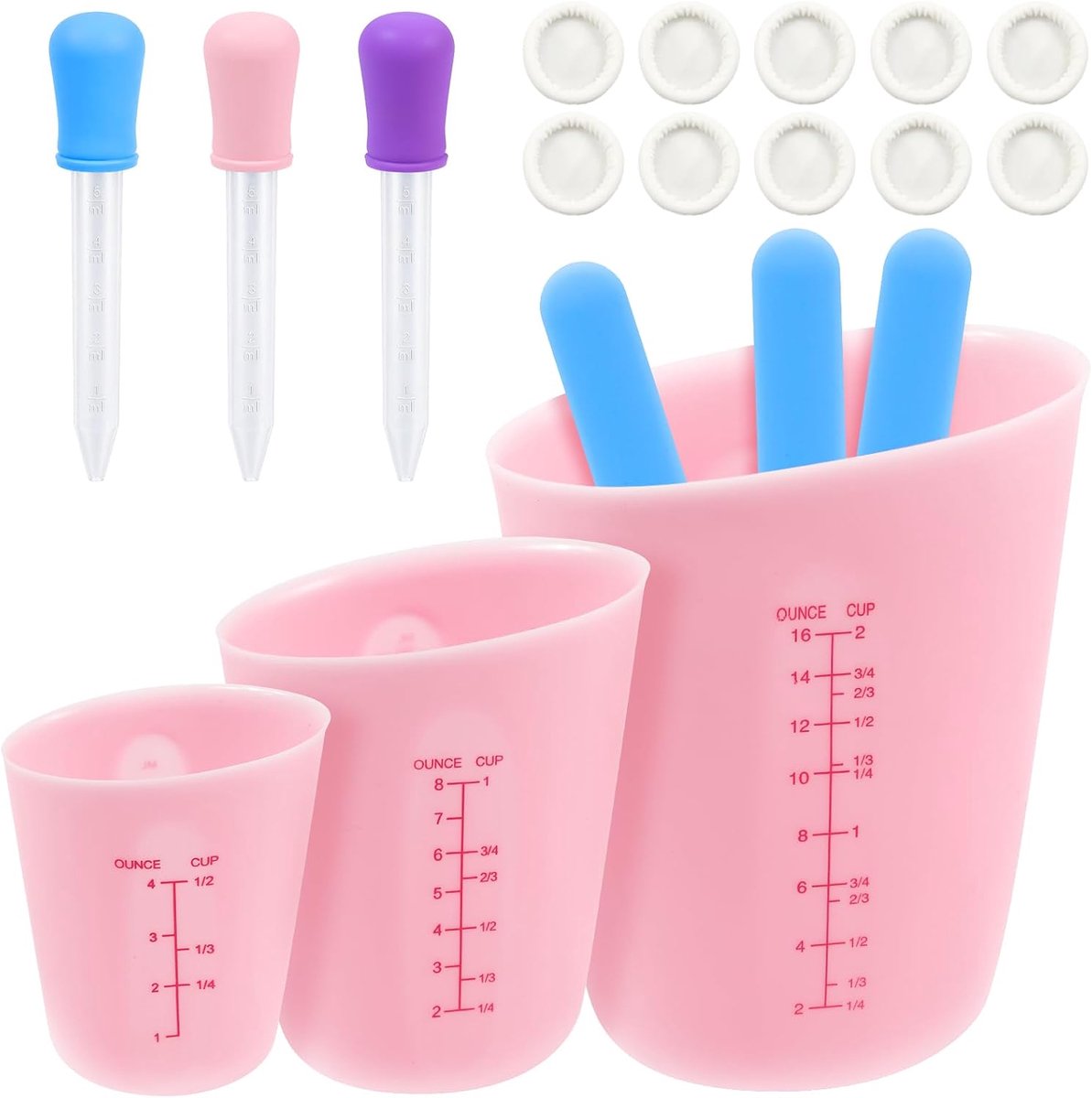 125/250/500 ml siliconen maatbeker, 3 stuks, epoxyhars, accessoires - ShopVlot