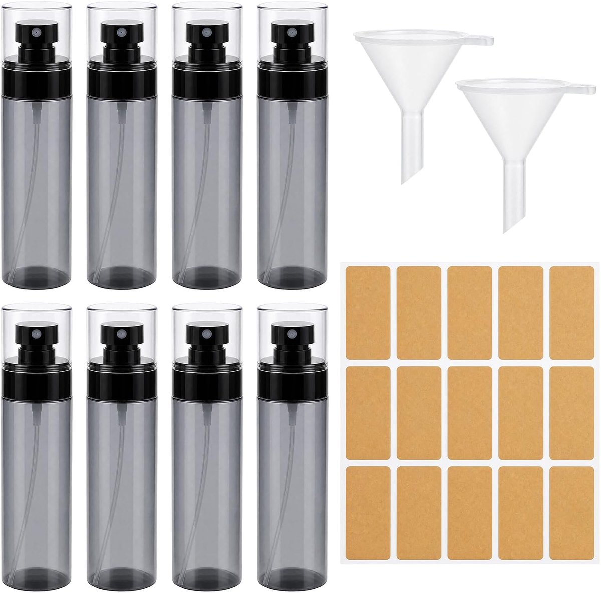 8 stuks 100 ml kleine spuitflessen om te vullen, transparant zwart - ShopVlot