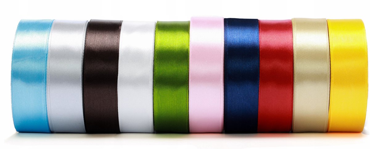 Satijnen Lint Set - 10 Rollen, 12mm Breed, 32m Per Rol