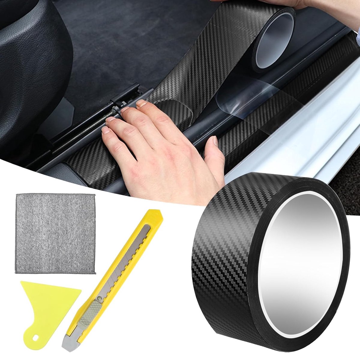 Car Carbon Film, 3 cm x 5 m Door Sill Protective Film, High-Quality Car Protection Film for Door Edges, Step Strips - ShopVlot