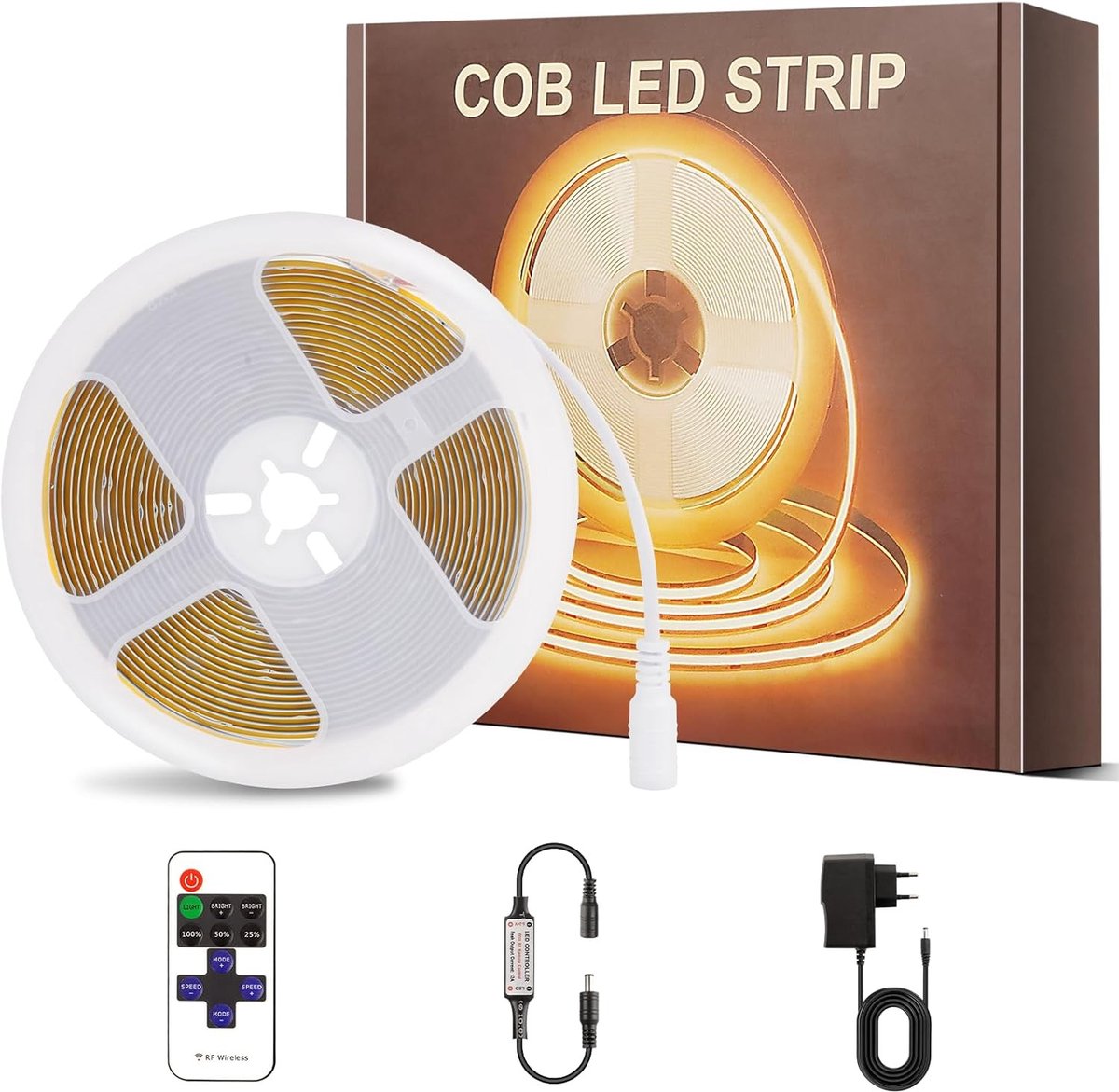 LED Strip - Warm Wit - 4 m - Dimbare COB LED Strip met Afstandsbediening - Voor Thuisdecoratie
