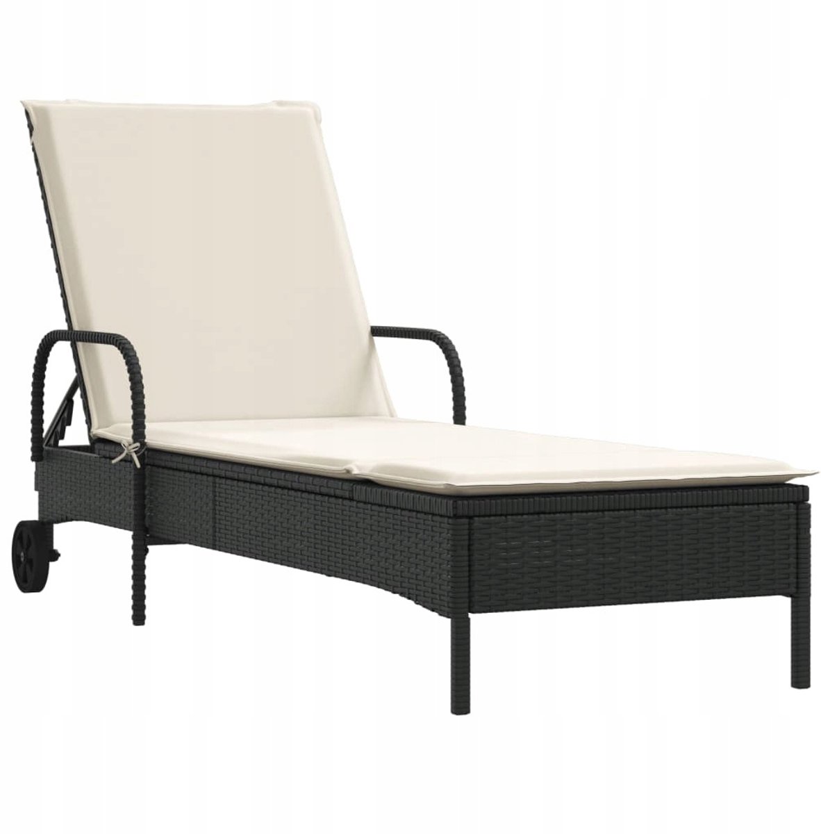 Tuin Loungestoel met Kussen - Verstelbaar & Verrijdbaar - Rotan Look