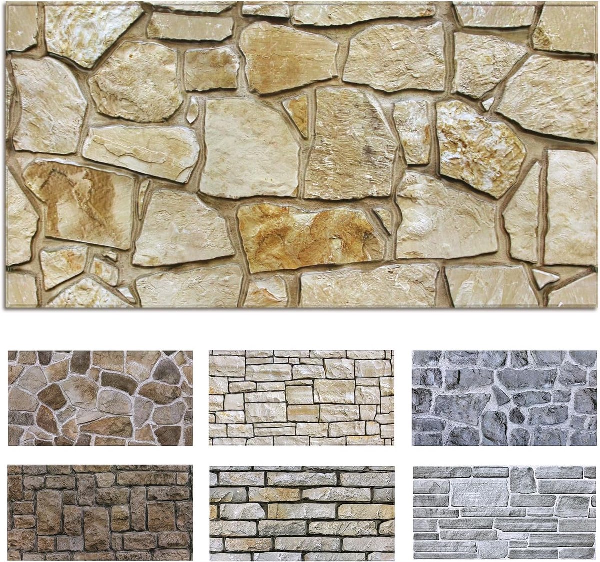 Commomy Pack of 12 3D Wall Panels Self-Adhesive Stone Look 58 x 30 cm (21.5 m²) - ShopVlot