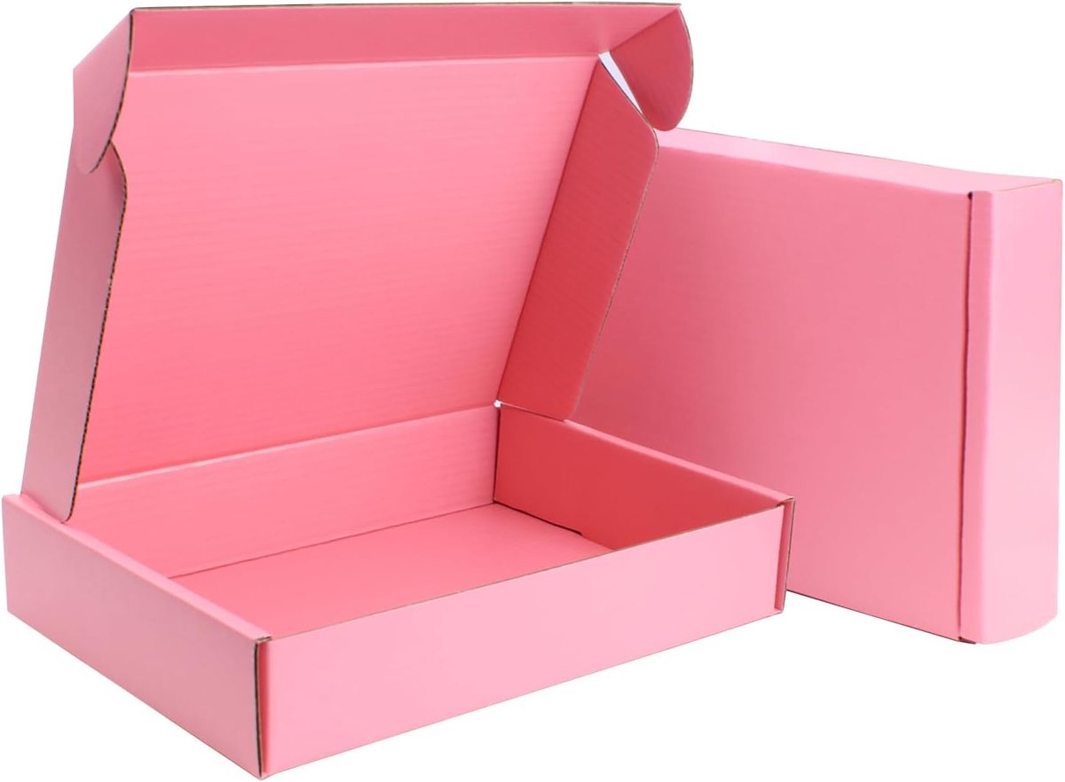 Verzenddozen 20 x 14 x 4 cm - 25-pack felroze - Stevig golfkarton - Perfect voor geschenken - ShopVlot