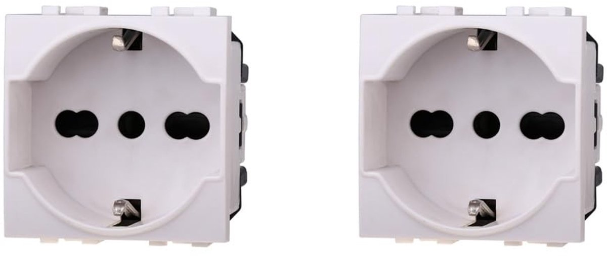 Schuko stopcontact 2P + T 16A - wit - 2 stuks - veilig en eenvoudig te monteren - ShopVlot