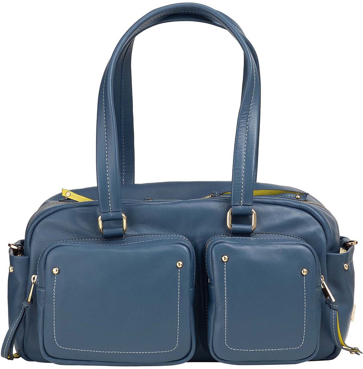 DuDu Pocket Schoudertas Leder 33 cm - Dames - denim blue