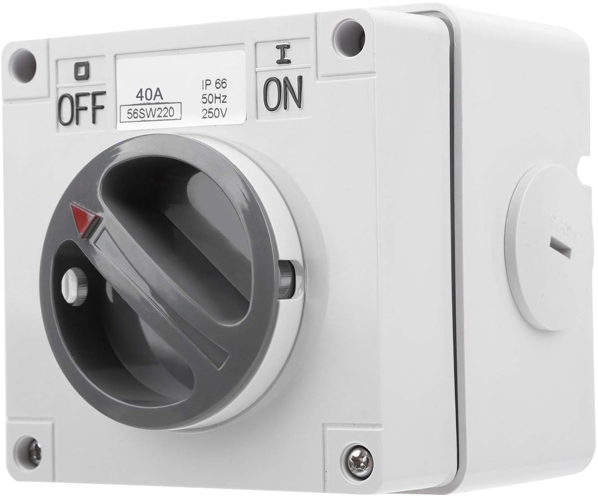 SnelShoppen - IP66 Waterdichte Rotatieschakelaar 250V 2-standen Aan Uit Schakelaar Stofdicht Buiten Schakelaar 2P40A Robuuste Buiten Schakelaar voor T
