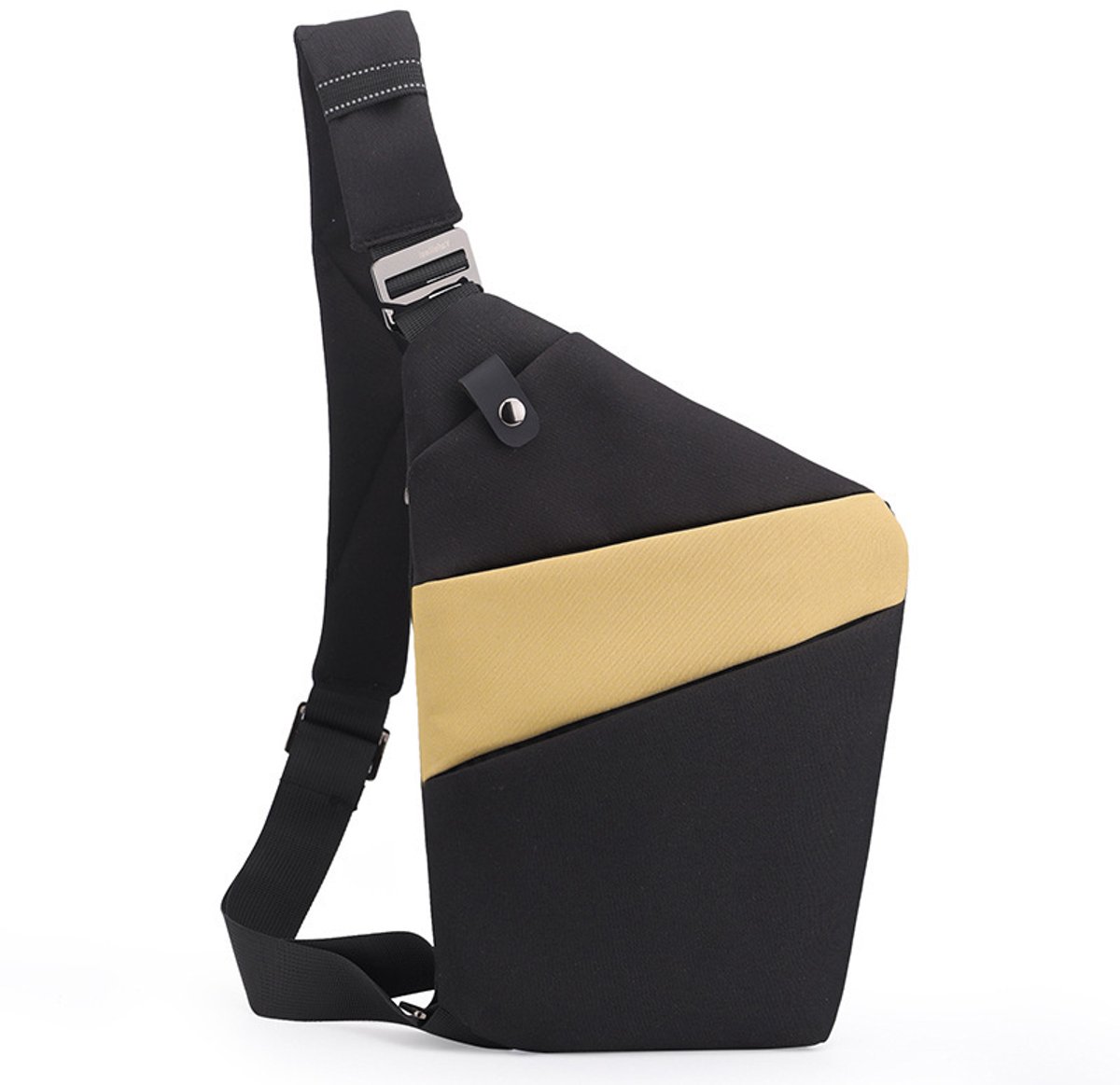 Veilige Schoudertas met Anti-Diefstal Functie - Waterdichte Crossbody Bag-schoudertas met grote capaciteit-Stijlvolle reistassen-Schoudertas links-Zwart en kaki
