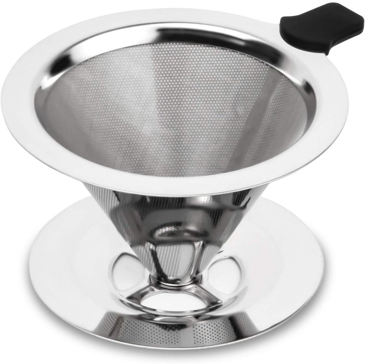 GELLDG Herbruikbaar Koffiefilter - Papierloos Handfilter - 13.8x7.9cm - Gemakkelijk te Reinigen, Stabiele Doorstroomsnelheid, Warmte-isolerend Handvat - Geschikt voor Filterkoffie - RVS