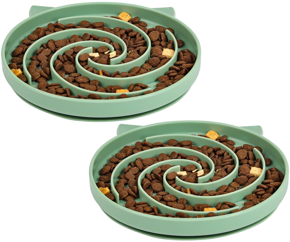 Anti-schrokbak voor katten - legergroen - antislip - gezondheidsbevorderend ontwerp - ShopVlot