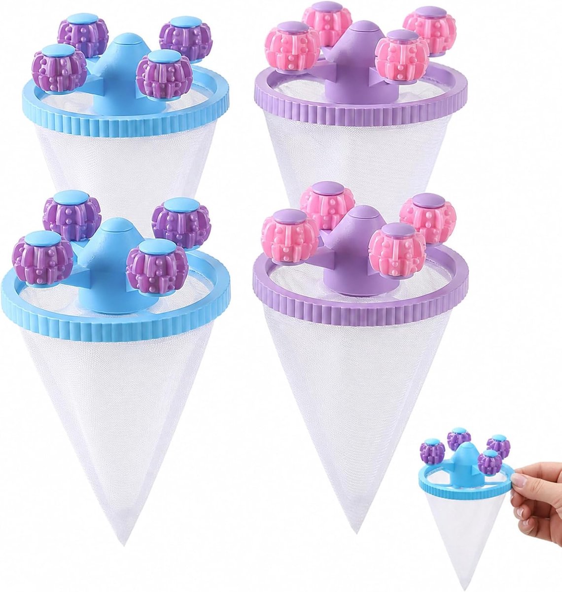 Pluisvanger wasmachine 4 stuks - roterende roller - effectief dierenhaar verwijderen - voor schone was - ShopVlot