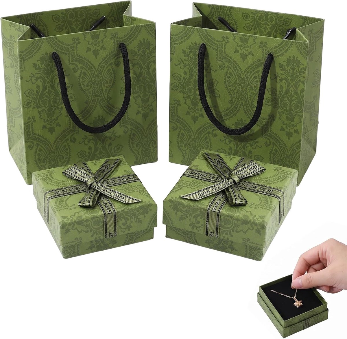 Sieradengeschenkdoos 7x7x2,5 cm - 2-delig - inclusief geschenkzakjes - elegante verpakking voor sieraden - ShopVlot