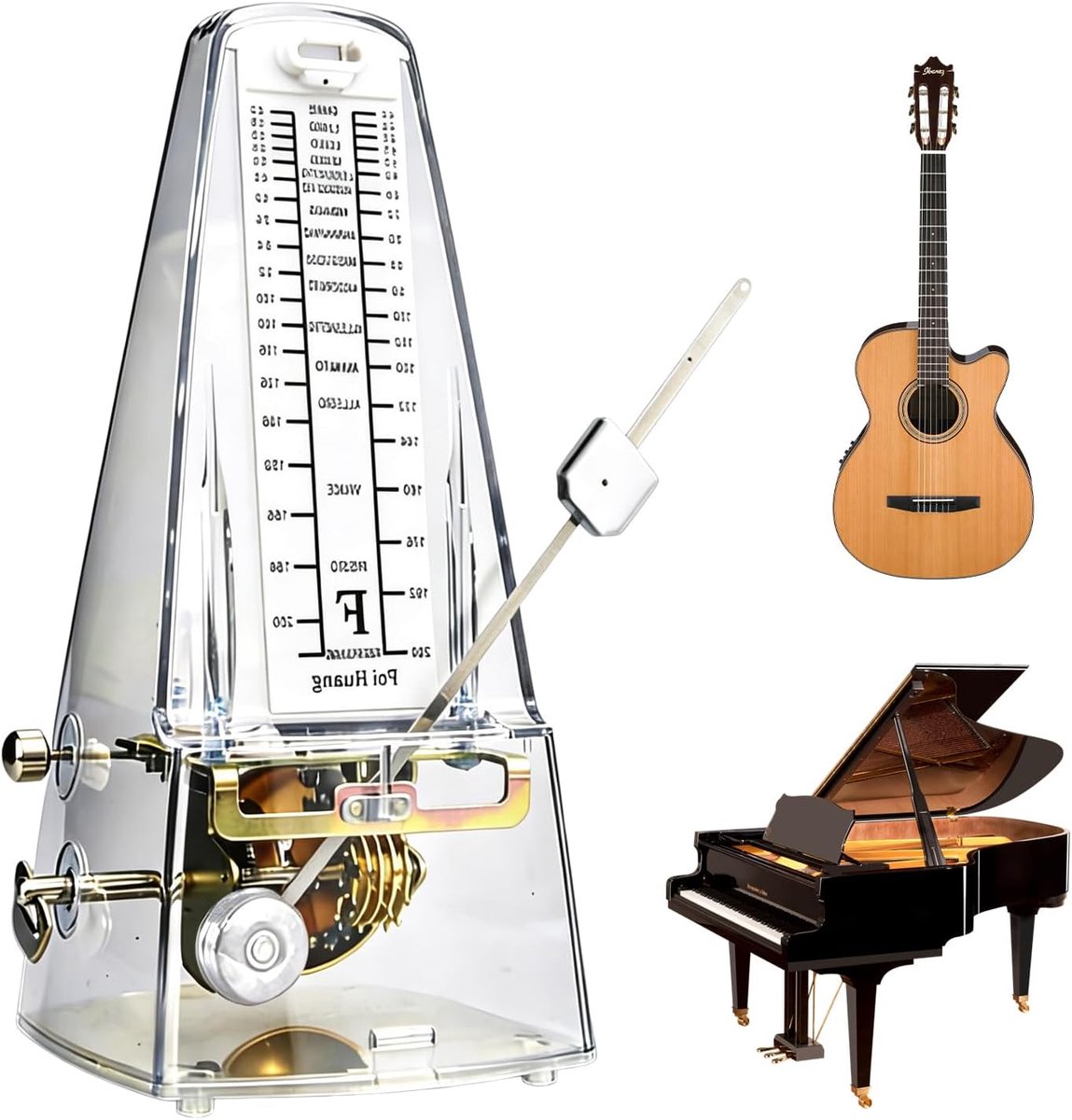 Mechanische Metronoom - Hoge Precisie - Transparant Huis - Geschikt voor Piano en Gitaar - ShopVlot