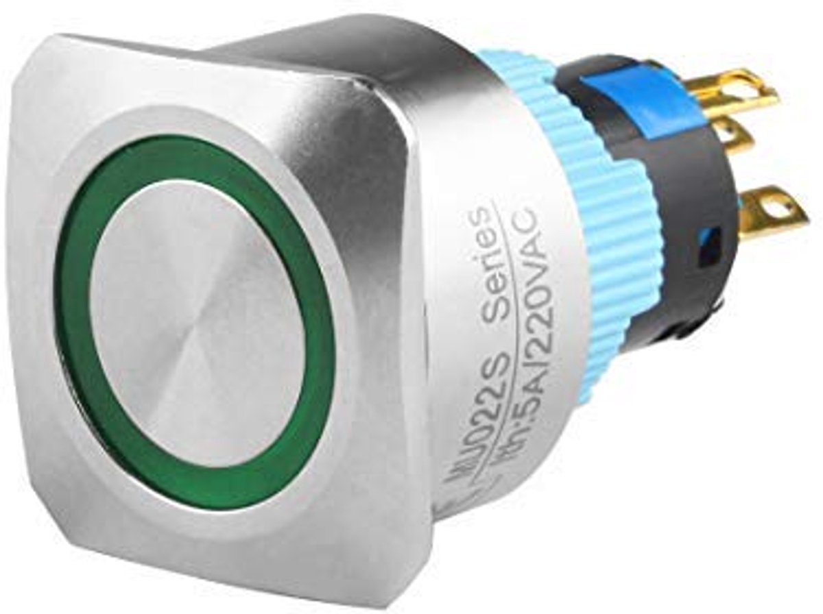 Drukknop schakelaar met 12V ringindicator - zelfvergrendelend - waterdicht - ideaal voor voertuigen - ShopVlot