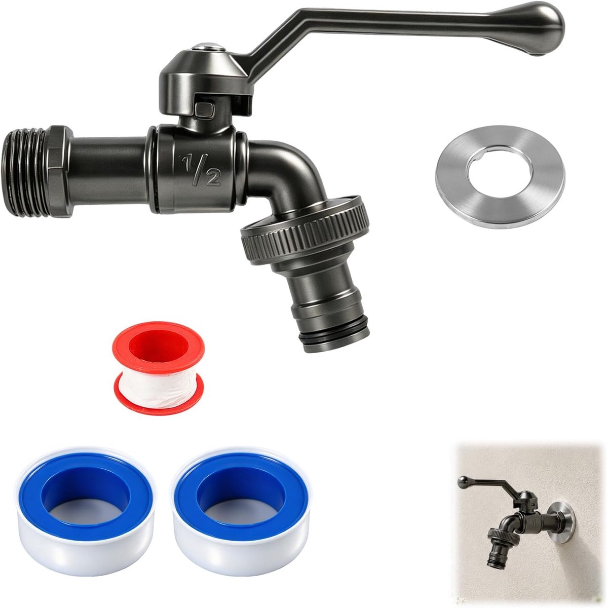 Tuinkraan 1/2 inch - massief messing - vorst- en hittebestendig - ideaal voor buitengebruik - ShopVlot