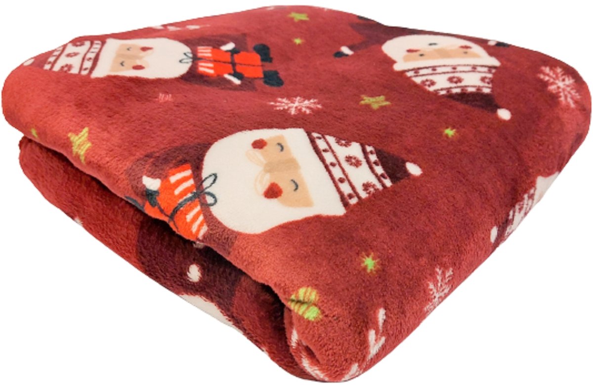Magische Kerst Plaid Rood met Kerstmannen 150x200cm