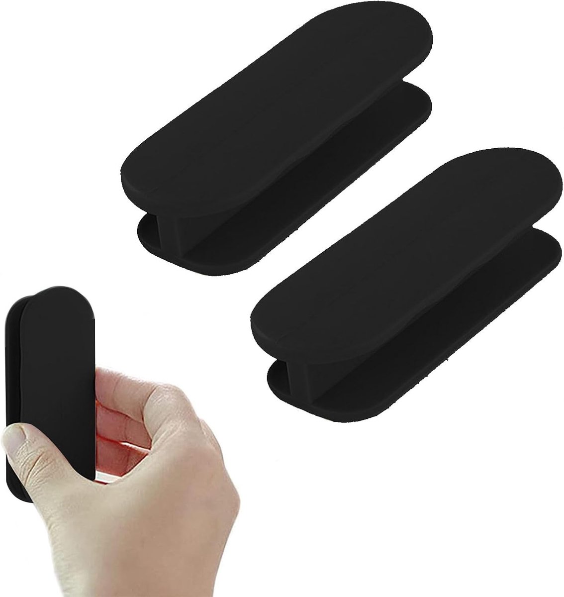 Zelfklevende deurknop - 2 stuks zwart - kunststof - perfect voor deuren en ramen - ShopVlot