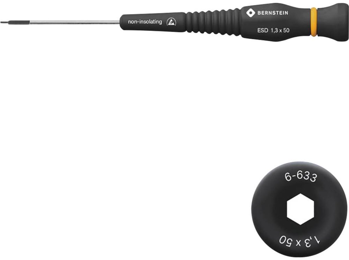 BERNSTEIN Tools for Electronics ESD Inbusschroevendraaier Sleutelbreedte (metrisch): 1.3 mm Koplengte: 50 mm Afmeting,