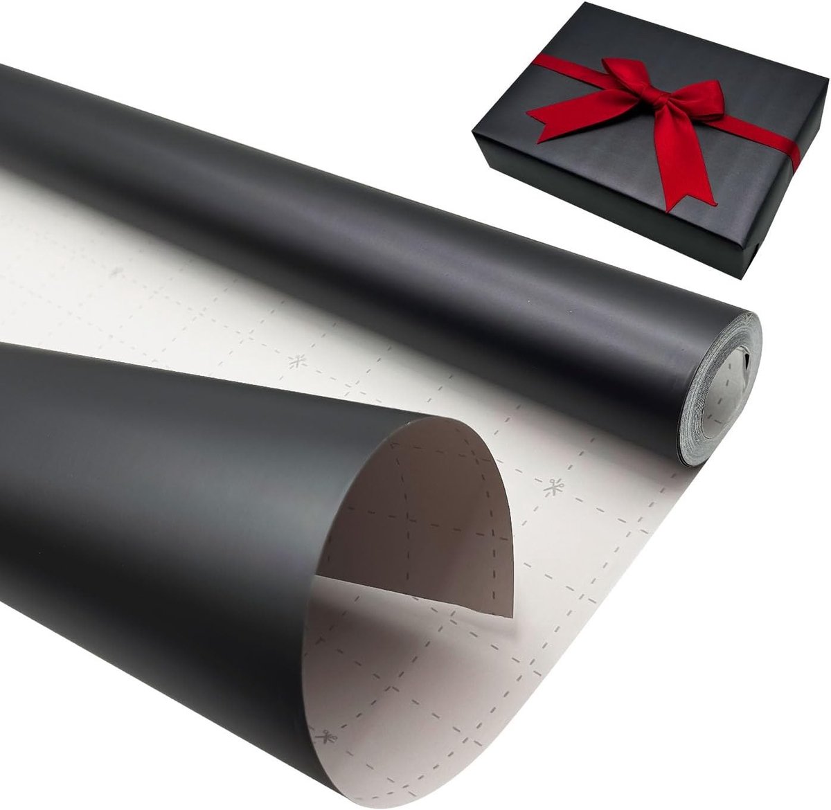 Inpakpapier Rol - Zwart - 12 m x 43 cm - Hoogwaardig Parelmoer Papier - Voor Geschenken en Feestjes