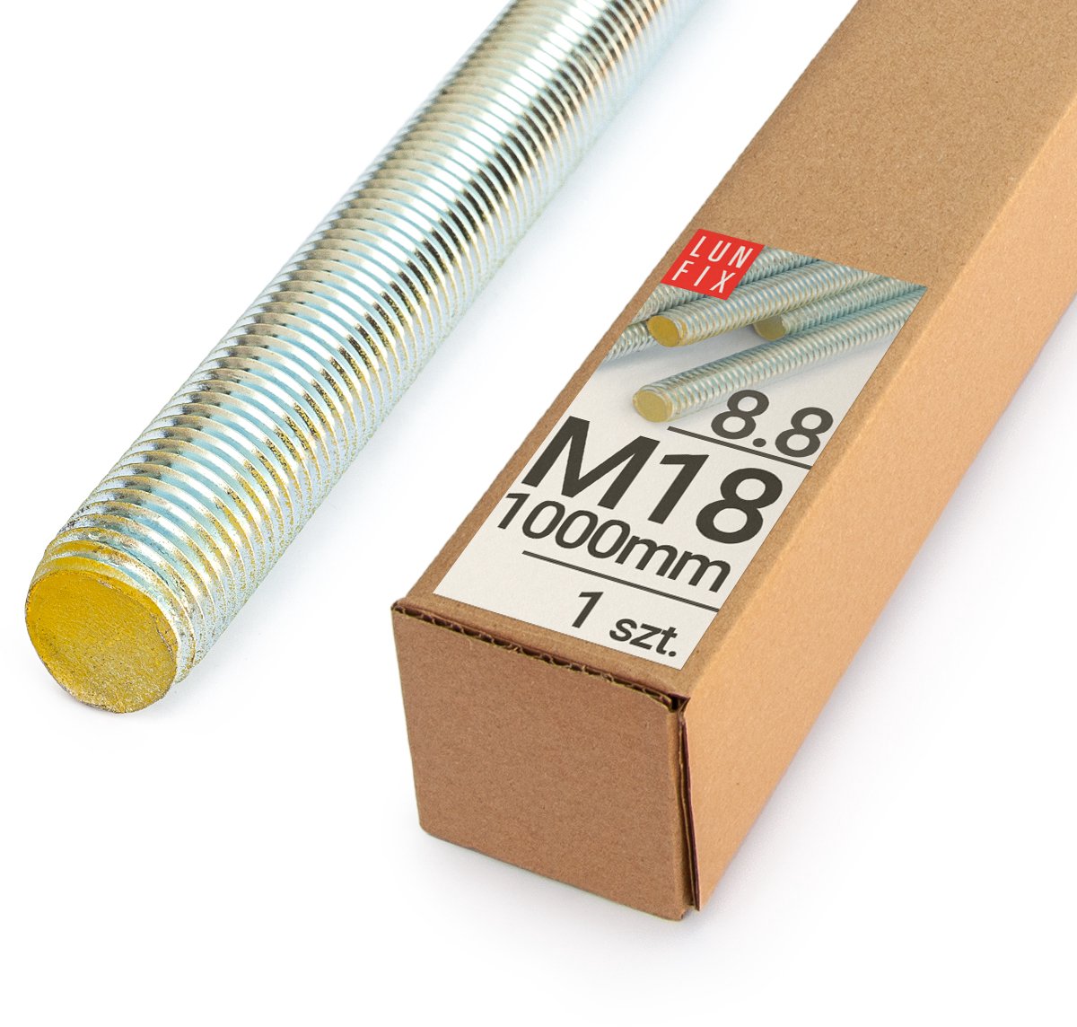LUN FIX - Draadstang M18 gegalvaniseerd 100cm 1m - staal 8.8 - 1 stuk