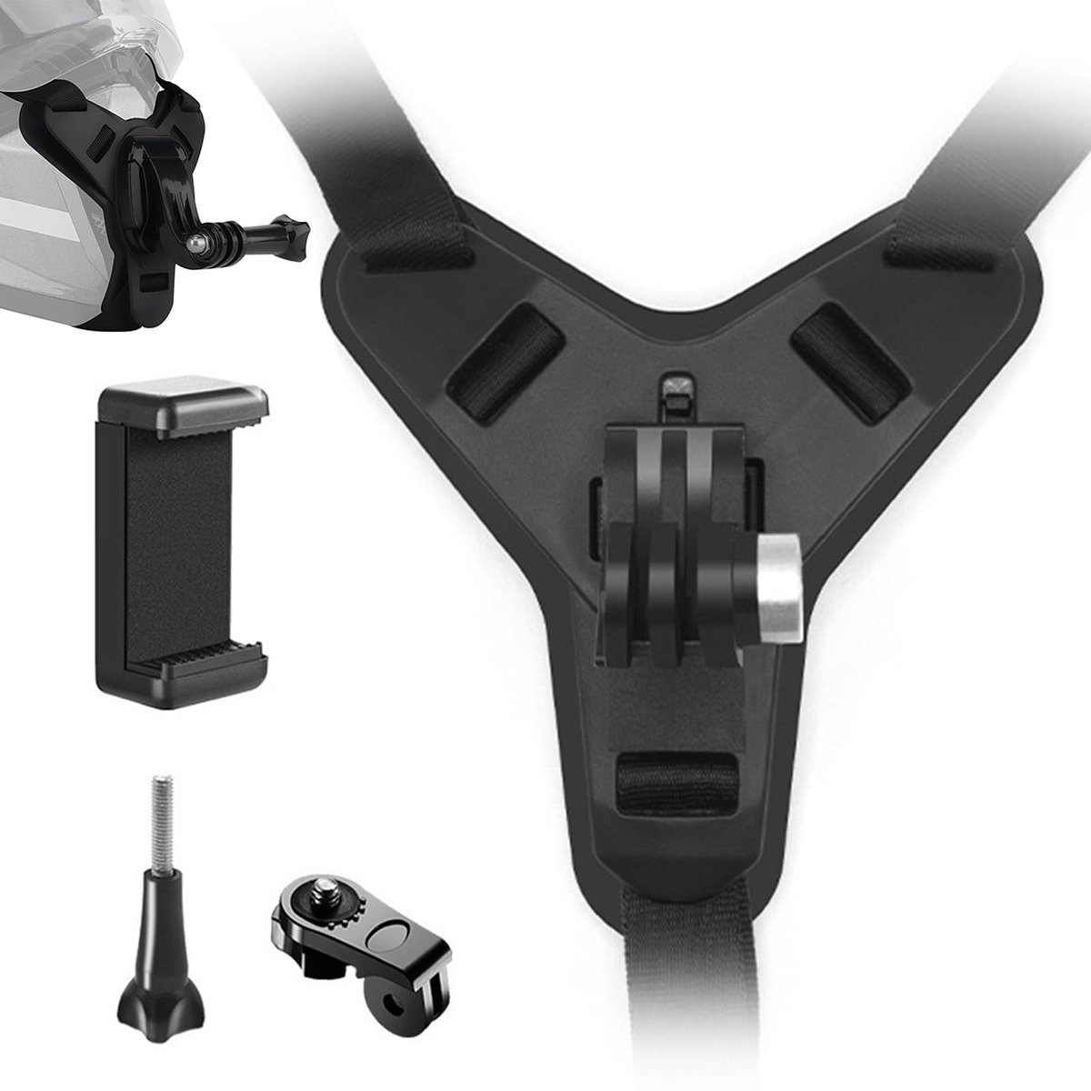 Motorhelmhouder - kinmount - antislip siliconen - veilig filmen met actiecamera's - ShopVlot