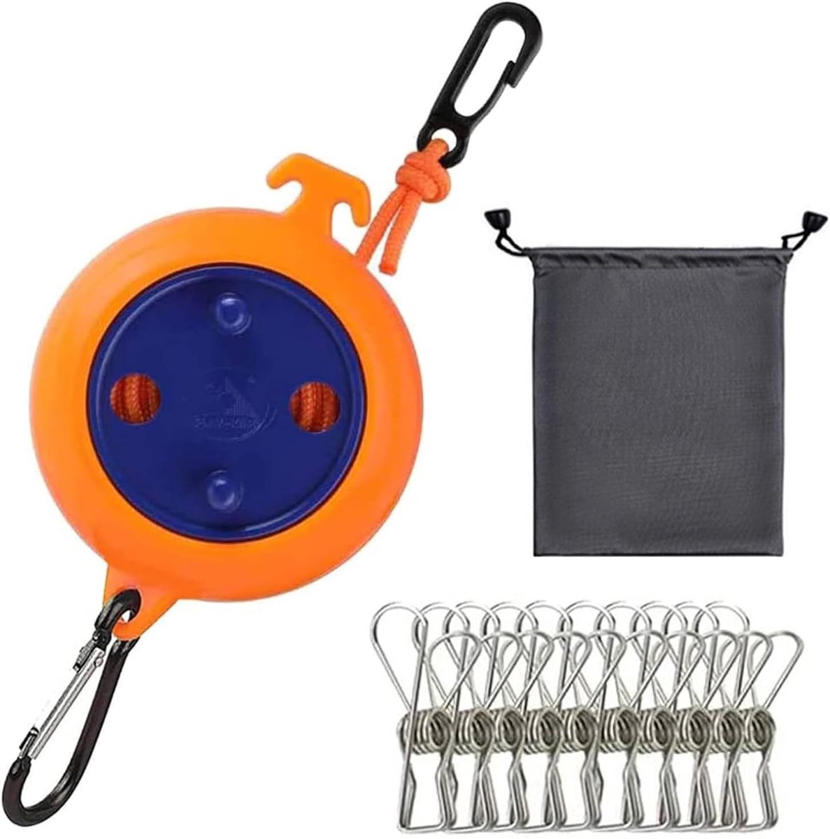 Camping Retractable Clothesline, Portable Clothesline, Outdoor Clothesline, Travel Clothesline, 32.8ft, with 10 - ShopVlot