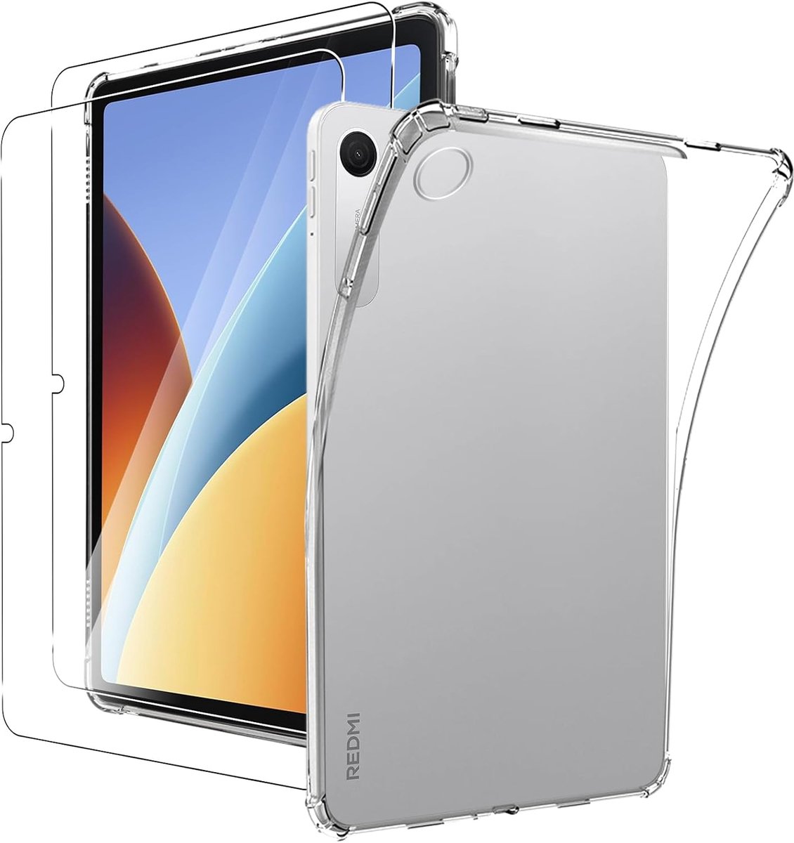 MEMELOKA Hoes voor Xiaomi Redmi Pad 2 9,7 inch 2026, met 2 stuks beschermfolie, zachte schokbestendige siliconen - ShopVlot