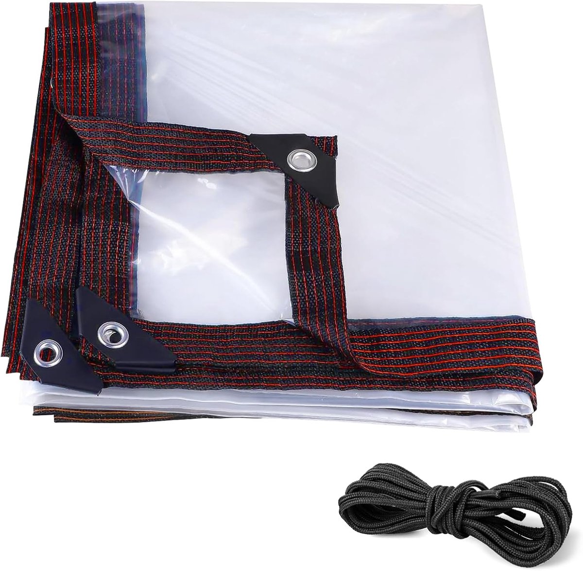 Waterproof Transparent Tarpaulin 2 x 2 m with Eyelets Transparent Rain Tarpaulin Waterproof Outdoor PVC UV Resistant - ShopVlot