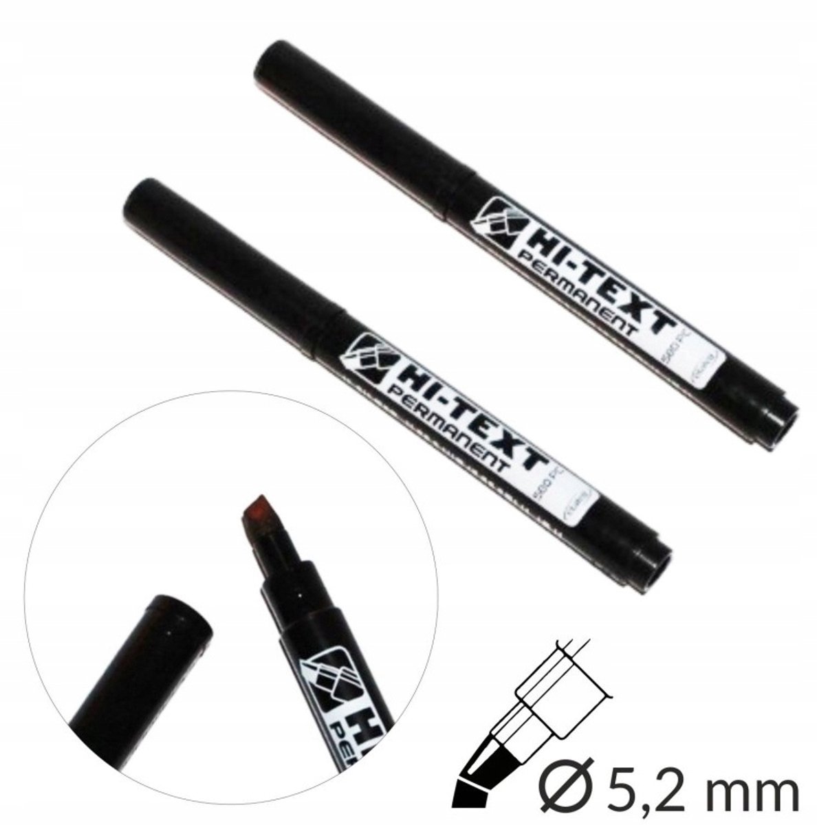Permanente Marker HI-TEXT 580PC Zwart 5,2 mm Afgeschuinde Punt