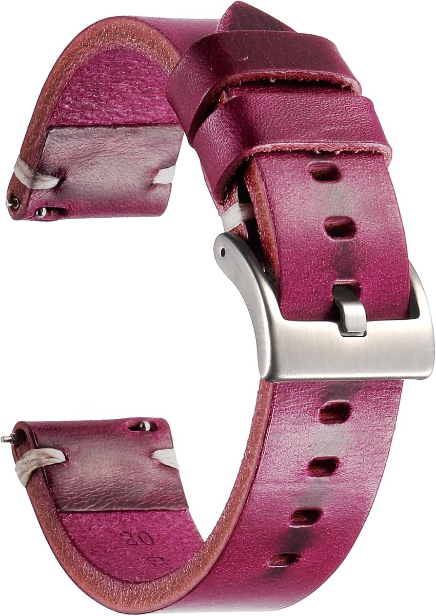 Cowhide Watch Strap Retro Handmade Vintage Quick Release Thick Leather Watch Strap with Stainless Steel Buckle - ShopVlot