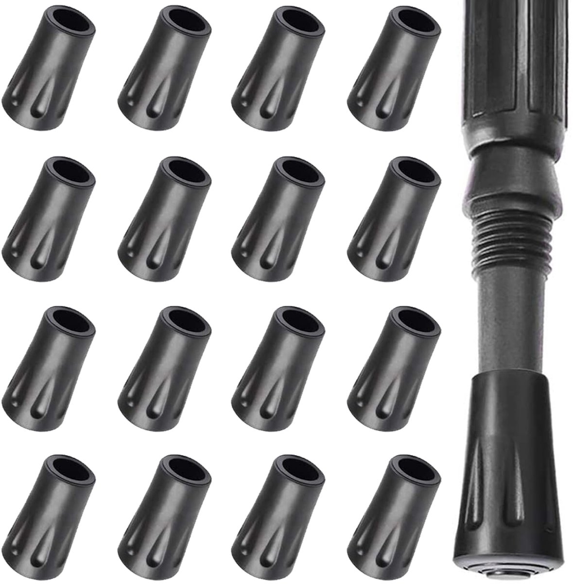 Set van 16 Gummipuffers voor Trekkingstokken en Nordic Walking Stokken