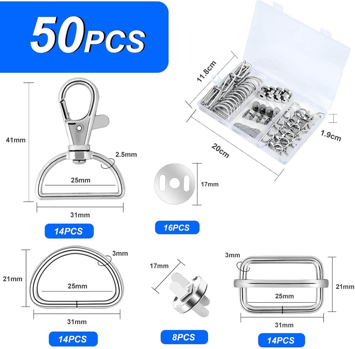 Swivel Carabiner with Swivel Joint, Keychain, D-Rings, Triglide Slide Buckle, Belt Adjustment, Metal, Magnetic - ShopVlot