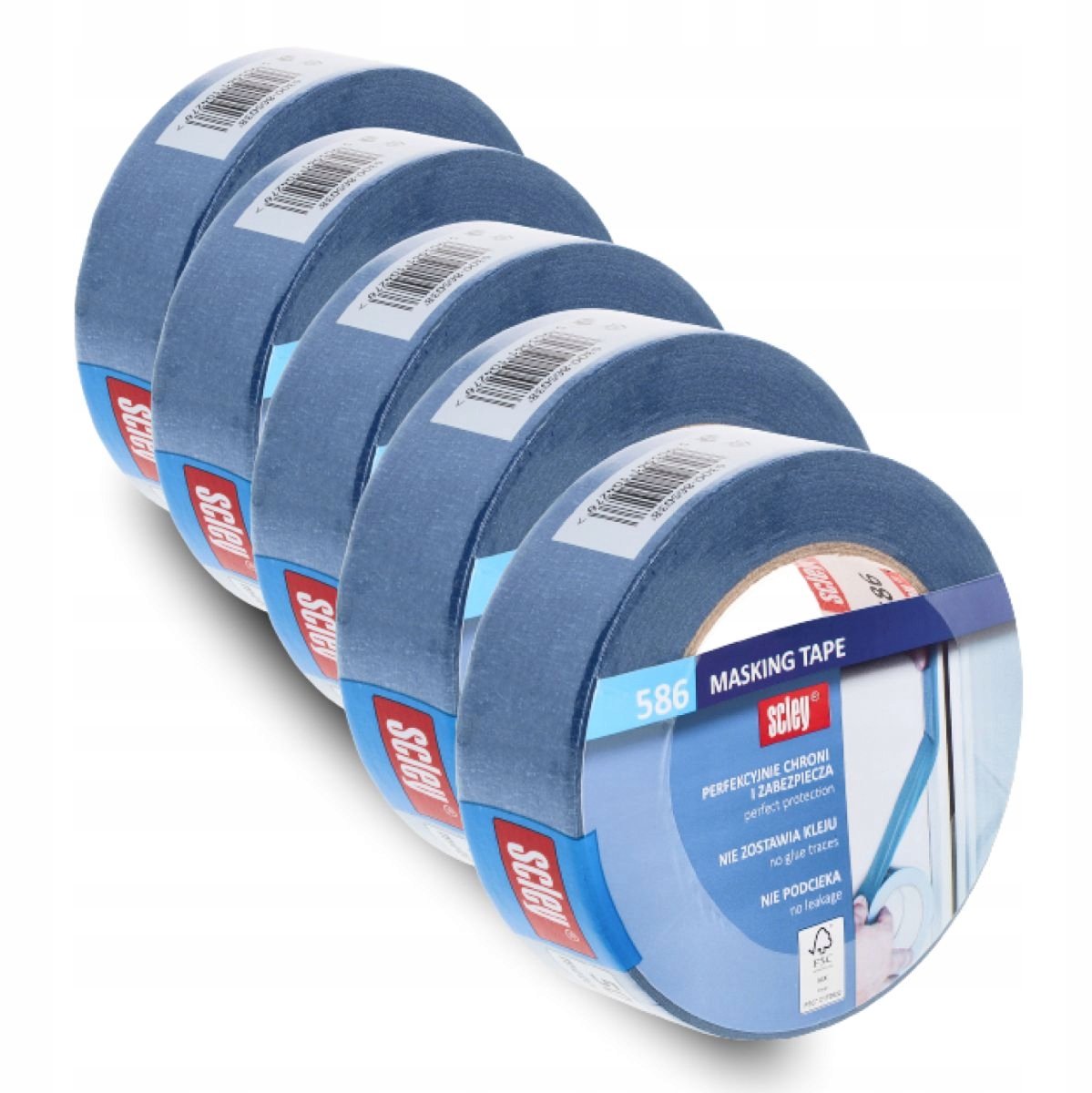 Scley Blauwe Borden/Afplaktape 38mm x 50m FSC - 5 stuks