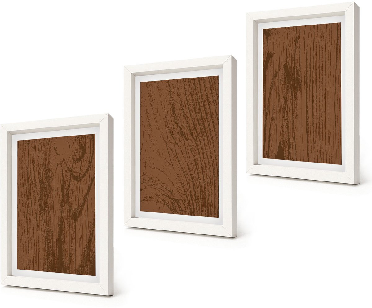 Coloray 3-Delige Schilderij Set - Houtpatroon, boomschorsstructuur, minimalisme - 20x30 - Muurdecoratie - Wanddecoratie - Slaapkamer - Stijlvolle Muurdecoratie
